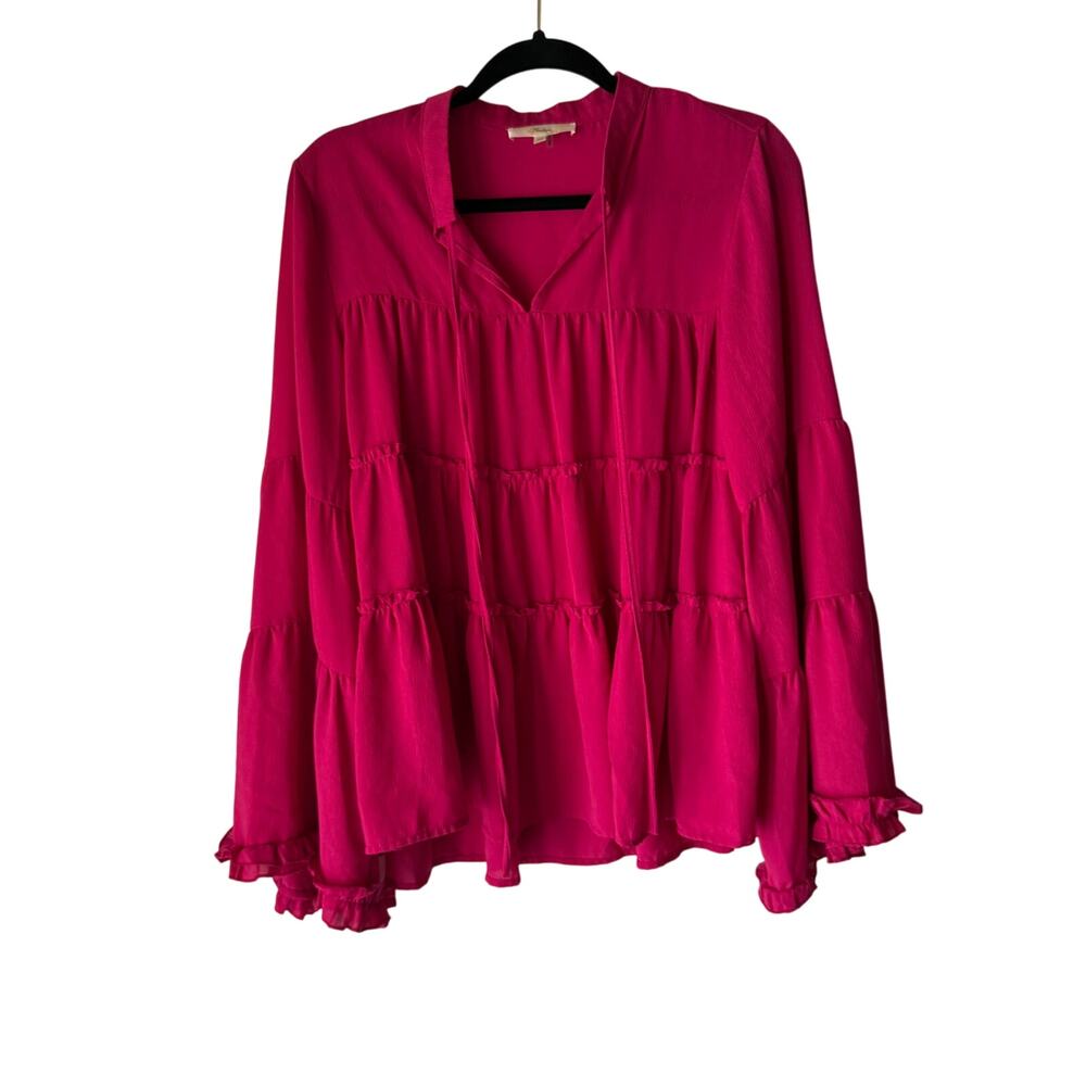Andrée by Unit Fuchsia Boho Ruffle Tiered‎ Peasant Blouse Size M